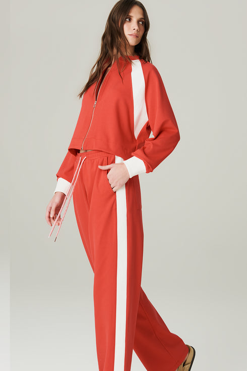 CALÇA MALHA FAIXA VERMELHO/ OFF WHITE